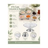 Fiyakalı Ürünler Atölyesi 6'lı Mini Gümüş Metal Ayaklı Camlı Lokumluk, Kahve Yanı Kurabiye, Kek Ve Pasta Sunumluk, Makaronluk