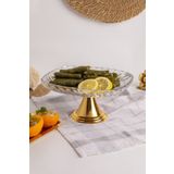 Fiyakalı Ürünler Atölyesi Gold Ayaklı Kare Cam Sunumluk Kase, Sarma, Dolma, Salata, Meyve, ve Pasta Sunum Stantı, Çeyizlik