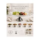 Fiyakalı Ürünler Atölyesi Gümüş Ayaklı Elips Cam Sunumluk Kase, Sarma, Dolma, Salata, Meyve, ve Pasta Sunum Stantı, Çeyizlik