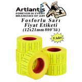 Fiyat Etiketi Sarı 800'lü 5 Paket 12x21mm Fosforlu Sarı Fiyat Etiketi Mx-5500 M5500 Hg979 Motex Etiket Makinesi Yedeği