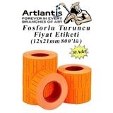 Fiyat Etiketi Turuncu 800'lü 10 Paket 12x21mm Fosforlu Turuncu Fiyat Etiketi Mx-5500 M5500 Hg979 Motex Etiket Mak Yedeği