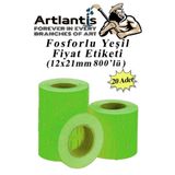 Fiyat Etiketi Yeşil 800'lü 20 Paket 12x21mm Fosforlu Yeşil Fiyat Etiketi Mx-5500 M5500 Hg979 Motex Etikt Makinesi Yedeği