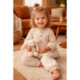 Fiyonk Detay Bayramlık Kız Bebek Çocuk Alt Üst Takım Set 2002 - 9 - 12 Ay - Bronz