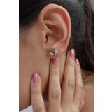 Fiyonk Kuyumculuk 14 Ayar Altın Swarovski Taşlı Küçük Yıldız Küpe