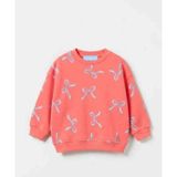 Fiyonk Nakışlı Kız Çocuk Sweatshirt - 001-Kırmızı - 3 - 4 Yaş