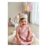 Fiyonka Doğum Günü Tacı - Kız Bebek Doğum Günü Şapkası - Rose Gold Ponpon Parti Tacı