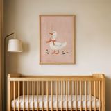 Fiyonklu Beyaz Ördek Çocuk Odası Duvar Posteri Çerçeveli Tablo Duvar Dekorasyonu - 30 x 40 - Ahşap Çerçeveli