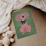 Fiyonklu Pembe Köpek Çocuk Odası Duvar Posteri Çerçeveli Tablo Duvar Dekorasyonu - 21 x 30 - Çerçevesiz Poster