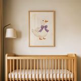 Fiyonklu Sevimli Ördek Çocuk Odası Duvar Posteri Çerçeveli Tablo Duvar Dekorasyonu - 30 x 40 - Ahşap Çerçeveli
