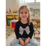 Fiyonklu Siyah Kız Çocuk Sweatshirt - 4 Yaş