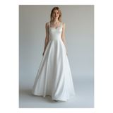 FİYPER Beyaz Saten Abiye ve Nikah Elbisesi Maxi Boy