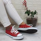 Fiyra 554 Kırmızı Kısa Sneaker Keten Spor Ayakkabı