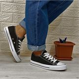 Fiyra 554 Siyah-Beyaz Kısa Sneaker Keten Spor Ayakkabı - Siyah - Beyaz