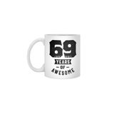 Fizello 69 Yaş Hediyesi, 69. Doğum Günü Hediye Fikri Erkek ve Kadın, Beyaz Kupa, 330 ml