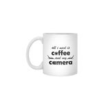 Fizello All I Need Is Coffee And My Camera Beyaz Kupa, 330 ml, Seramik