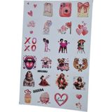 Fizello Aşk ve Sevgili Temalı Sticker Seti - 24 Adet Etiket - Folyo Kesim - Renkli