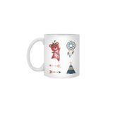 Fizello Beyaz Kupa, 330 ml, Indian Red Bear Sticker Set Dreamcatcher Desen