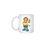 Fizello Beyaz Kupa, 330 ml, Seramik, Lion With Bottle Of Beer & Rainbow Tank Top Desen