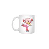Fizello Beyaz Seramik Kupa, 330 ml, Buz Pateni Yapan Domuz Tasarımı FIZELLO-MUG-8798 FIZELLO-MUG-8798
