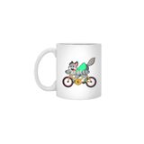 Fizello Cat With Bicycle Beyaz Kupa, 330 ml, Seramik