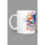 Fizello Çiçek Floral Temalı Kupa, 330 ml, Beyaz, Seramik FIZELLO-MUG-158-wt-floral