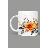 Fizello Çiçek Floral Temalı Kupa, 330 ml, Beyaz, Seramik FIZELLO-MUG-215-wt-floral