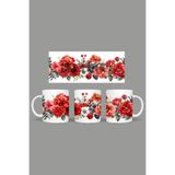 Fizello Çiçek Floral Temalı Kupa, 330 ml, Beyaz, Seramik FIZELLO-MUG-331-wt-floral