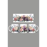 Fizello Çiçek Floral Temalı Kupa, 330 ml, Beyaz, Seramik FIZELLO-MUG-359-wt-floral
