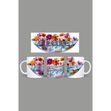 Fizello Çiçek Floral Temalı Kupa, 330 ml, Beyaz, Seramik FIZELLO-MUG-497-wt-floral