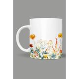 Fizello Çiçek Temalı Kupa, 330 ml, Beyaz, Seramik FIZELLO-MUG-002-wt-floral