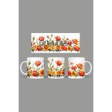 Fizello Çiçek Temalı Kupa, 330 ml, Beyaz, Seramik FIZELLO-MUG-144-wt-floral
