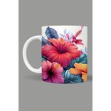 Fizello Çiçek Temalı Kupa, 330 ml, Beyaz, Seramik FIZELLO-MUG-422-wt-floral