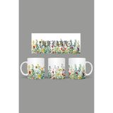 Fizello Çiçek Temalı Kupa, Beyaz, 330 ml, Seramik FIZELLO-MUG-253-wt-floral