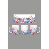 Fizello Çiçek Temalı Kupa, Beyaz, 330 ml, Seramik FIZELLO-MUG-311-wt-floral