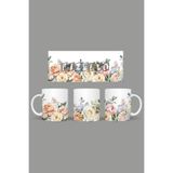 Fizello Çiçek Temalı Kupa, Beyaz, 330 ml, Seramik FIZELLO-MUG-360-wt-floral