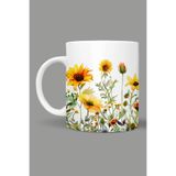 Fizello Çiçek Temalı Kupa, Beyaz, 330 ml, Seramik FIZELLO-MUG-389-wt-floral