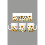 Fizello Çiçek Temalı Kupa, Beyaz, 330 ml, Seramik FIZELLO-MUG-408-wt-floral
