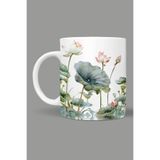 Fizello Çiçek Temalı Kupa, Beyaz, 330 ml, Seramik FIZELLO-MUG-475-wt-floral