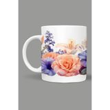Fizello Çiçek Temalı Kupa, Beyaz, 330 ml, Seramik FIZELLO-MUG-528-wt-floral