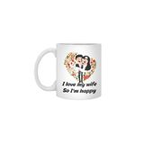 Fizello Couple Love Beyaz Kupa, 330 ml, Seramik, Hediyelik