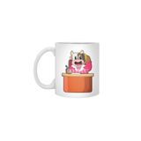 Fizello Cow As Secretary With Table Beyaz Kupa, 330 ml, Seramik