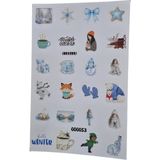 Fizello Kış Temalı Sticker Seti - 24 Adet Etiket - Folyo Kesim - Renkli