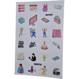 Fizello Ofis Iş Hayatı Için Hazırlanmış Sticker Seti - 24 Adet Etiket - Folyo Kesim - Renkli