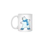 Fizello Polar Bear At Ice Skating With Scarf Beyaz Kupa, 330 ml