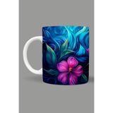 Fizello Renkli Çiçekler Colorful Floral Temalı Kupa, 330 ml, Beyaz, Seramik FIZELLO-MUG-054-colorful-floral