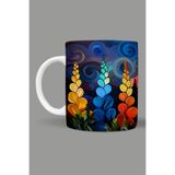 Fizello Renkli Çiçekler Colorful Floral Temalı Kupa, 330 ml, Beyaz, Seramik FIZELLO-MUG-225-colorful-floral