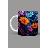 Fizello Renkli Çiçekler Colorful Floral Temalı Kupa, 330 ml, Beyaz, Seramik FIZELLO-MUG-252-colorful-floral