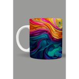 Fizello Renkli Çiçekler Colorful Floral Temalı Kupa, 330 ml, Beyaz, Seramik FIZELLO-MUG-259-colorful-floral