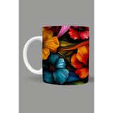 Fizello Renkli Çiçekler Colorful Floral Temalı Kupa, 330 ml, Beyaz, Seramik FIZELLO-MUG-314-colorful-floral