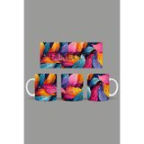 Fizello Renkli Çiçekler Colorful Floral Temalı Kupa, 330 ml, Beyaz, Seramik FIZELLO-MUG-357-colorful-floral